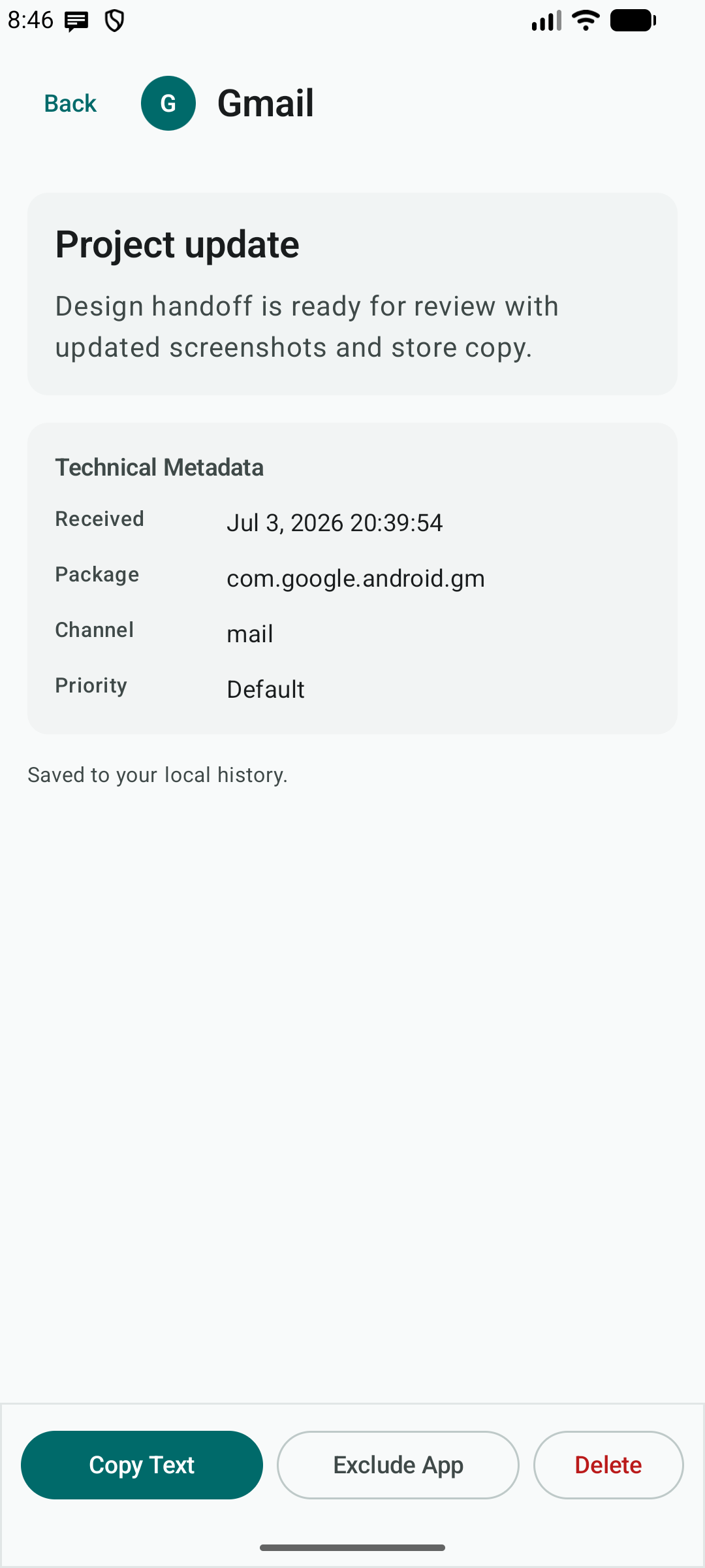 NotifLog notification detail screenshot