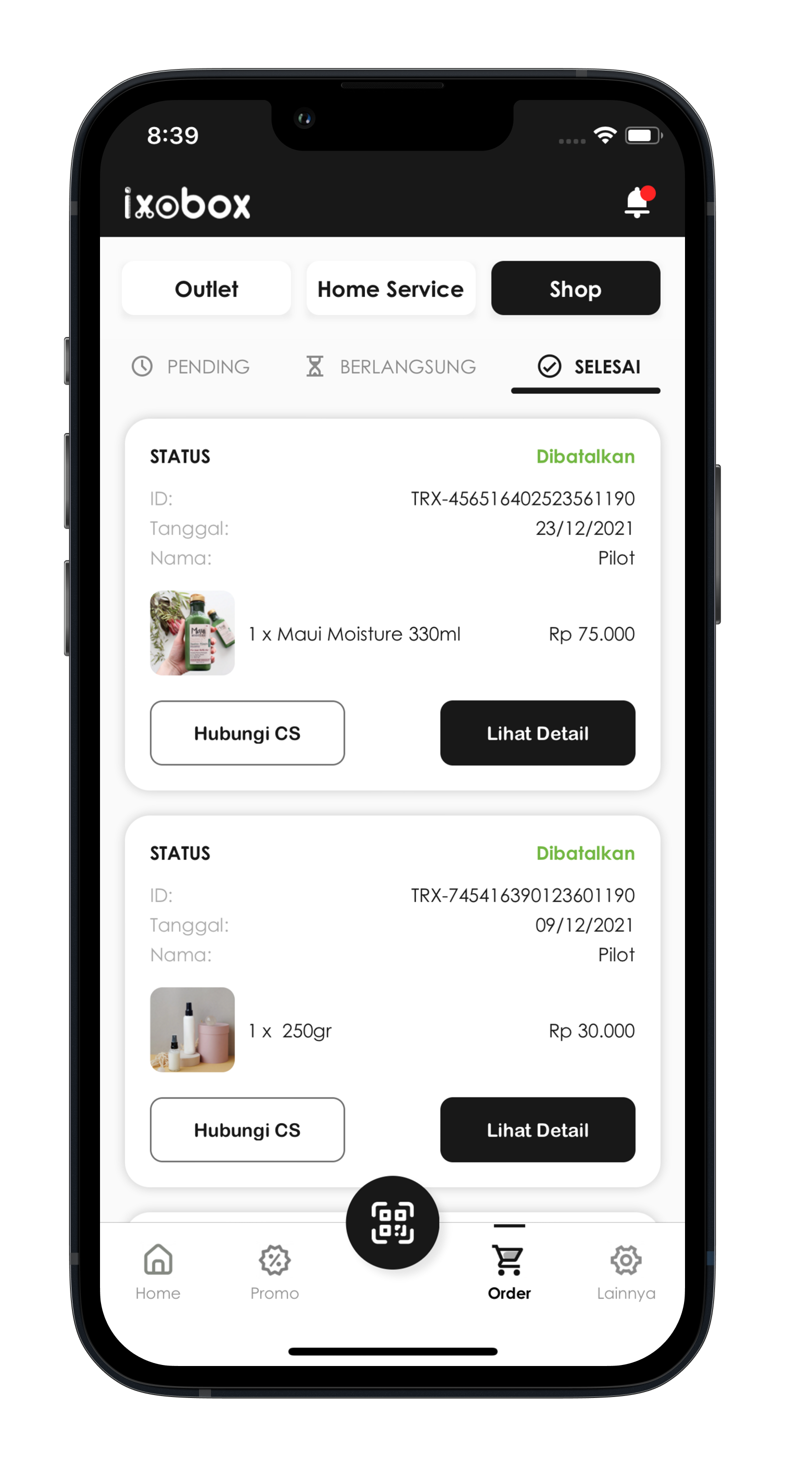 Ixobox home-service screen