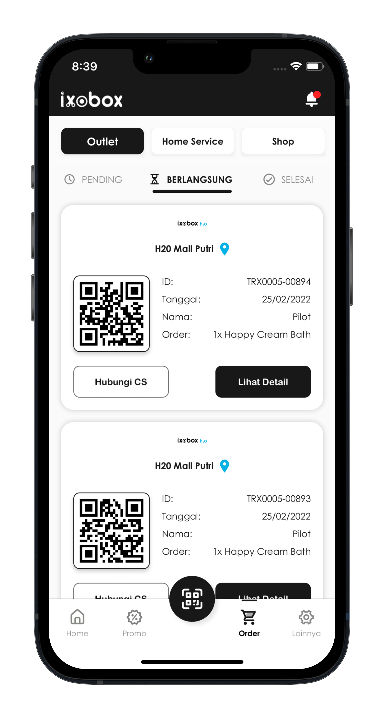 Ixobox account screen