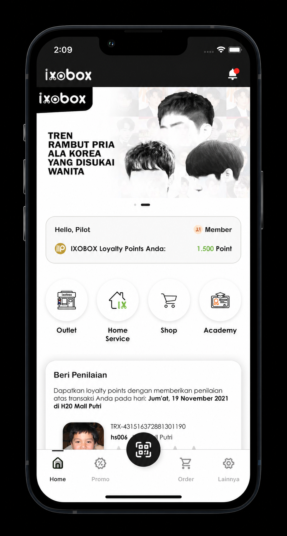 Ixobox salon booking home screen