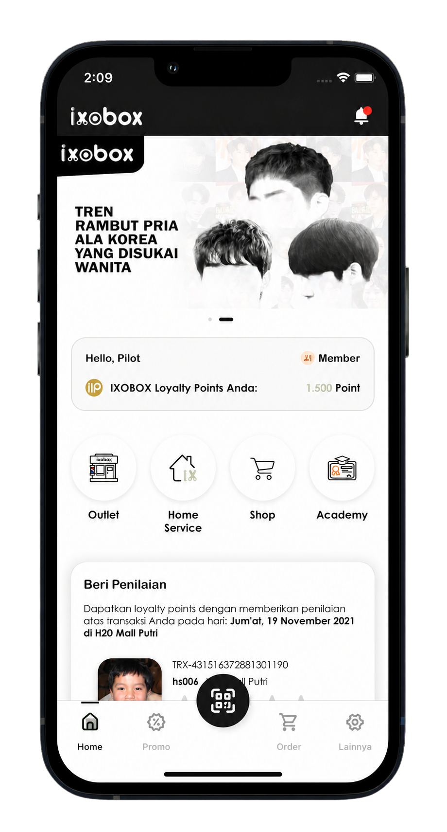Ixobox salon booking home screen